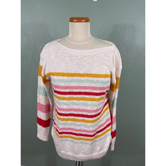 Talbots Women's Size Medium Striped Boat Neck Knit Pullover Light Weight Sweater - Picture 8 of 10